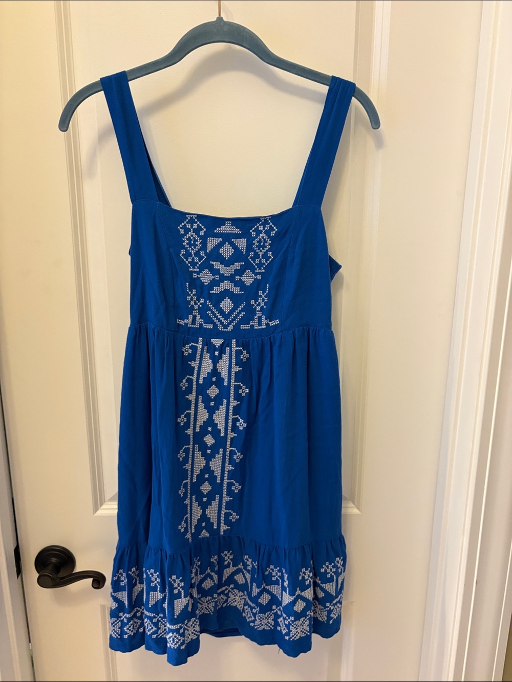 Rewind Blue Embroidered Mini Dress